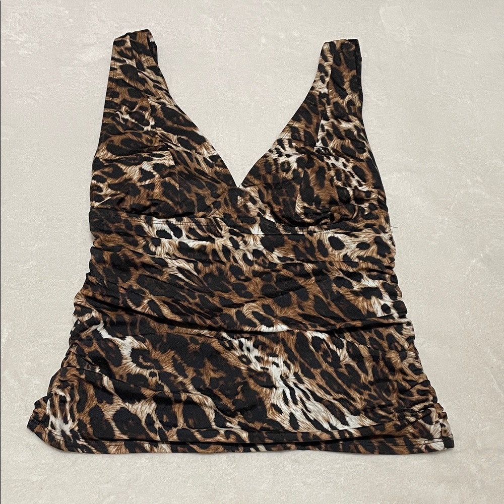 Inches Off Leopard Print Tankini Swim Top Sz 10
